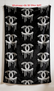 Chanel Dripping Glitter CC Logo Flannel Throw Blanket IMG_7098